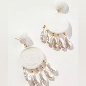 NWT Anthro Lake Life Preppy Circle Drop Faux Pearl Earrings